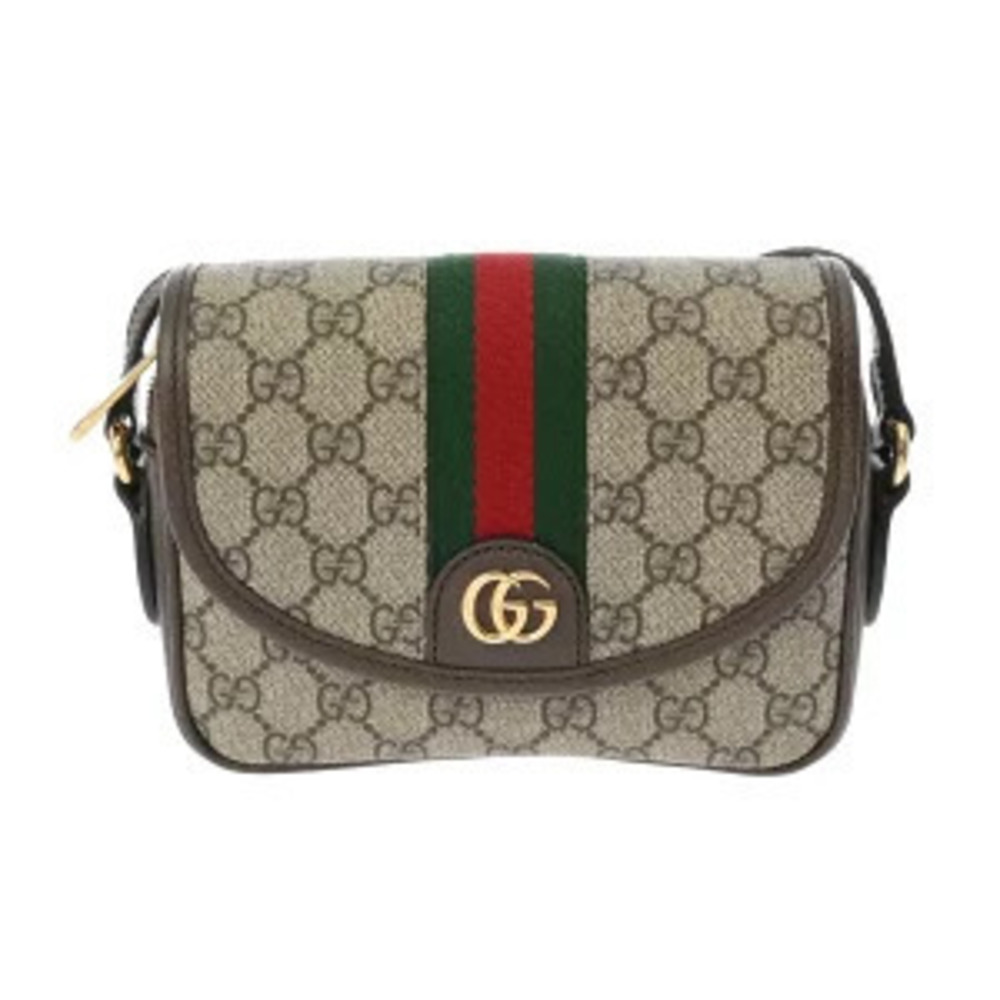 Gucci Ophidia Shoulder Bag Beige Ebony Brown GG Supreme Leather